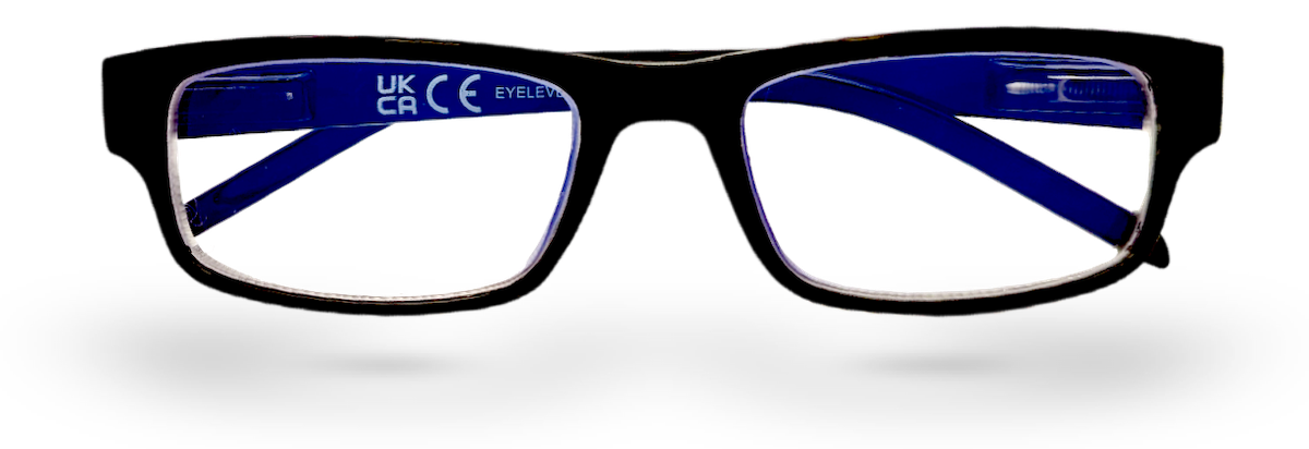 Eyelevel-UK Alfie black rectangular anti-blue light glasses with clear plano lenses for screen use