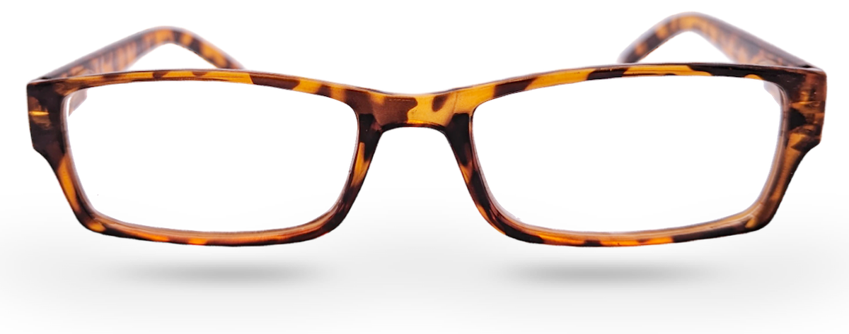 Eyelevel-UK Alfie Brown rectangular reading glasses with a classic tortoiseshell plastic frame