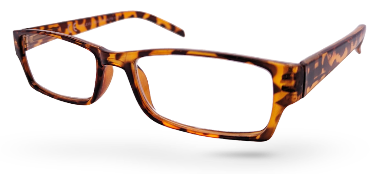 Eyelevel-UK Alfie Brown rectangular reading glasses with a classic tortoiseshell plastic frame