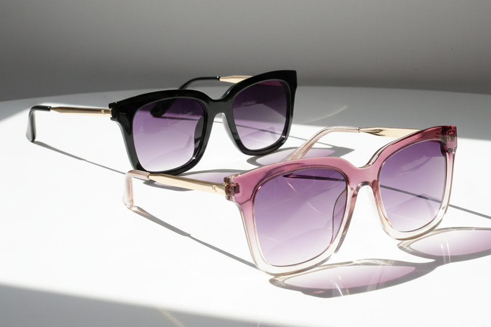 Eyelevel-UK Anastacia oversized square sunglasses in black and rose crystal frames with gradient lenses