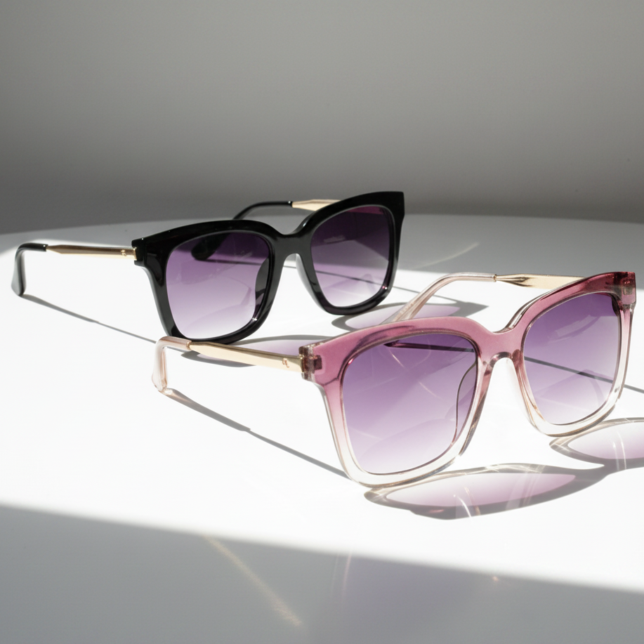 Eyelevel-UK Anastacia oversized square sunglasses in black and rose crystal frames with gradient lenses