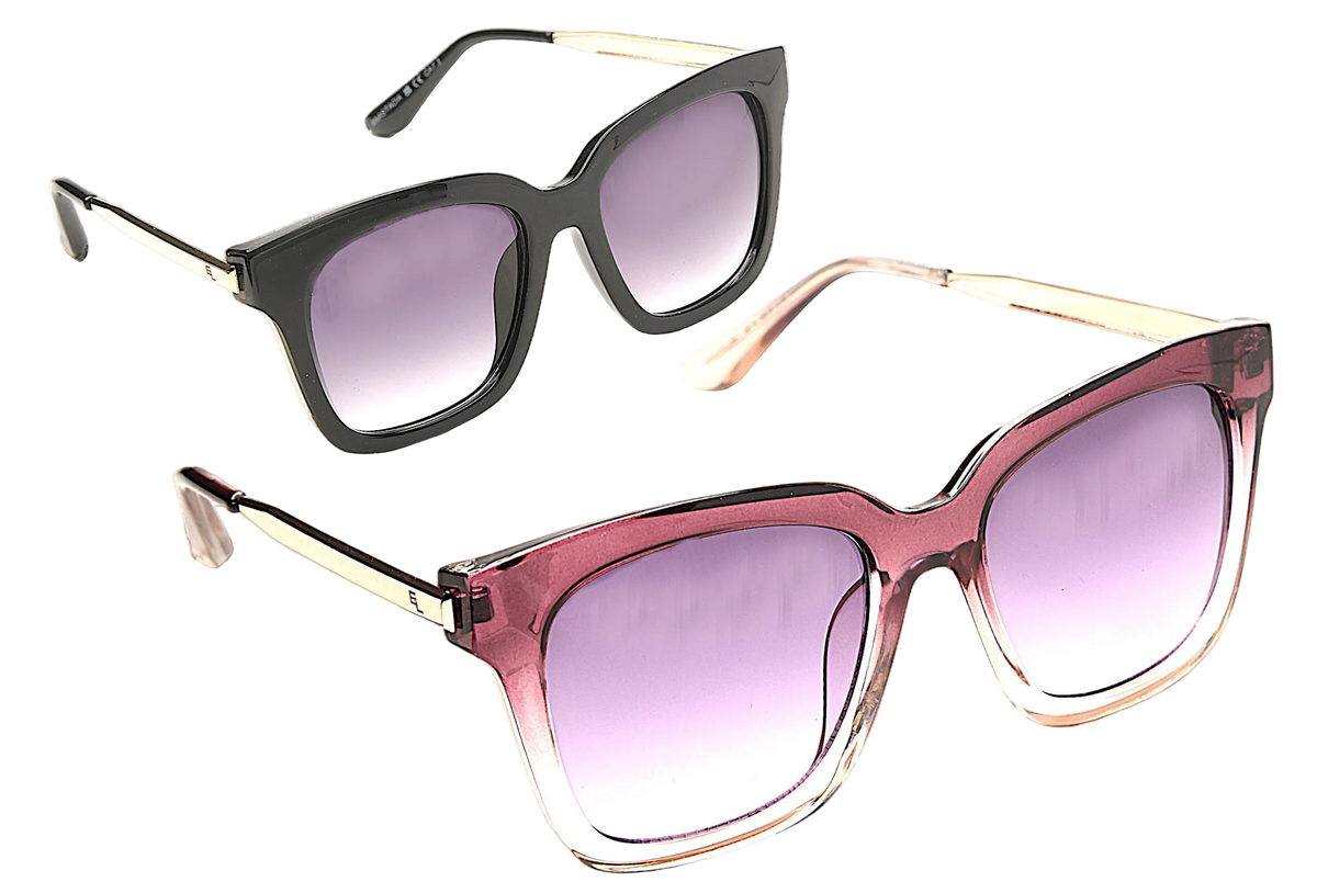 Eyelevel-UK Anastacia oversized square sunglasses in black and rose crystal frames with gradient lenses