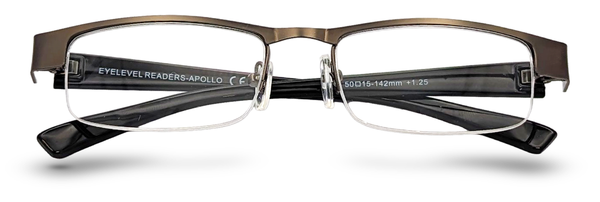Eyelevel-UK Apollo semi-rimless reading glasses with bronze rectangular frames and dark temples