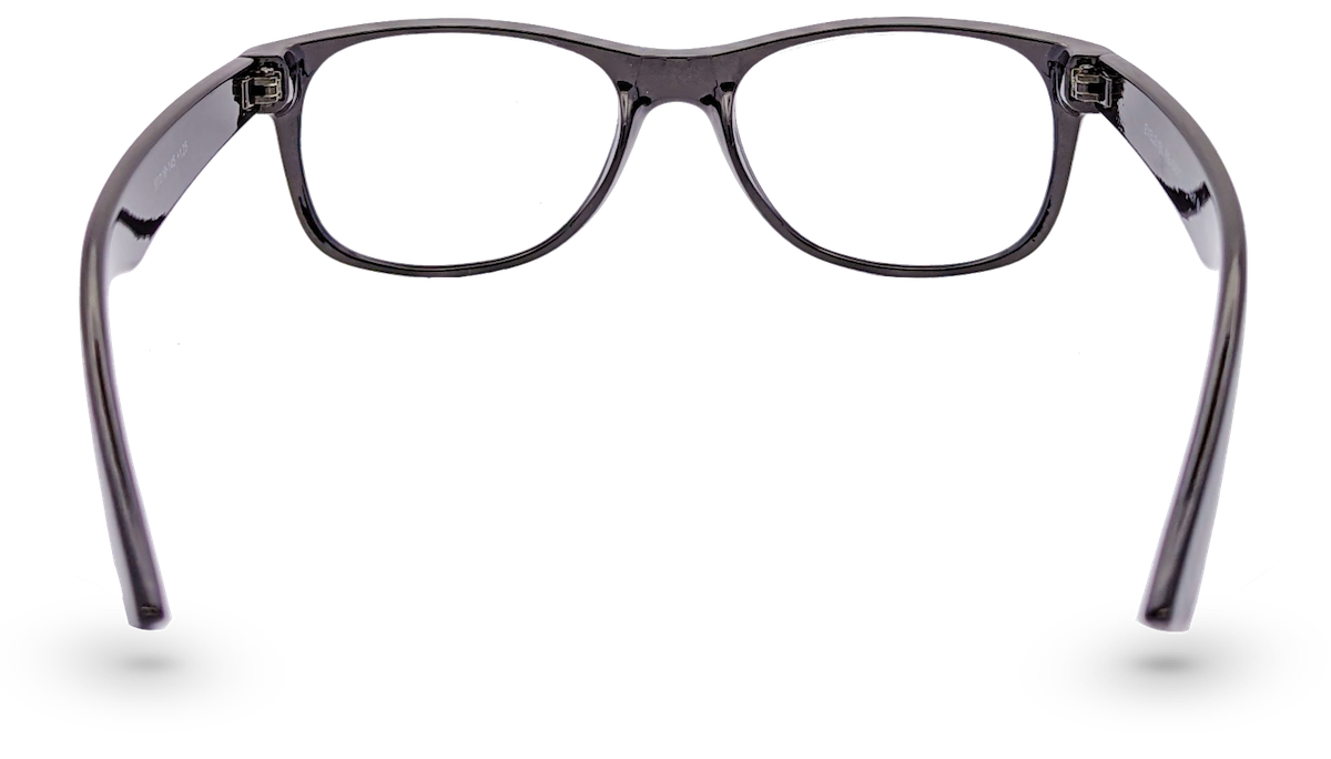 Eyelevel-UK Ashley Black rectangular reading glasses with a full rim plastic frame viewed from the back