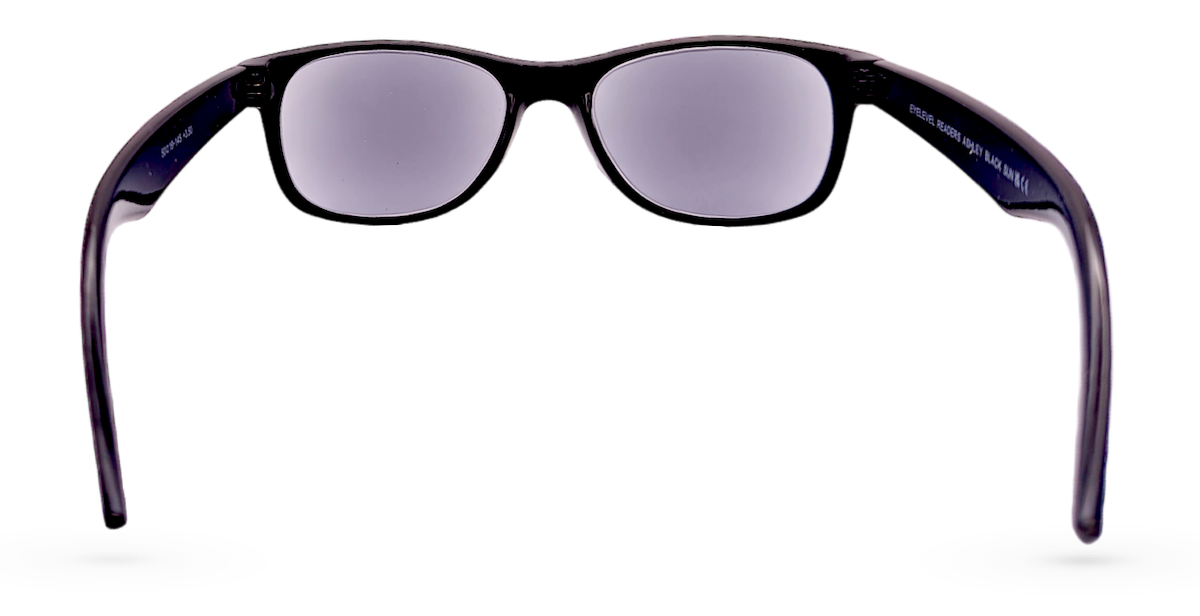 Eyelevel-UK Ashley black rectangular sun readers with tinted UV400 magnifying lenses and plastic frame.