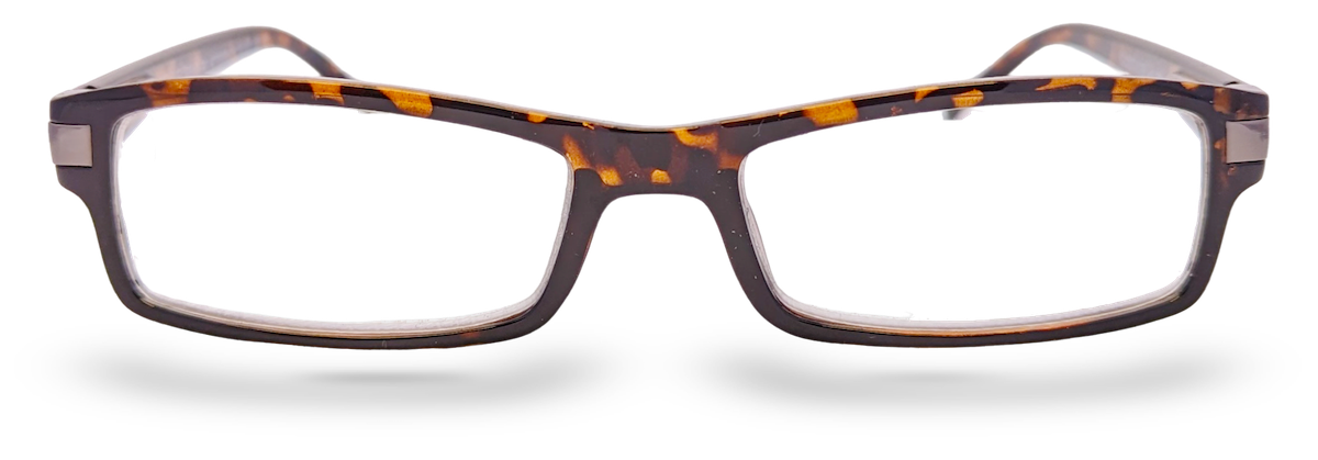 Eyelevel-UK Attorney Brown rectangular reading glasses with a classic tortoiseshell plastic frame