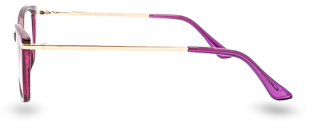 Eyelevel-UK Barbados reading glasses featuring a pink cat-eye frame with slim gold-tone metal temples