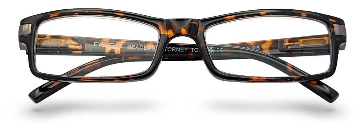 Eyelevel-UK Attorney brown rectangular reading glasses with a classic tortoiseshell plastic frame