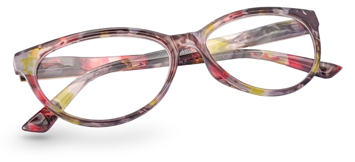 Eyelevel-UK Camden reading glasses with a rectangular tortoiseshell patterned frame and clear magnifying lenses.