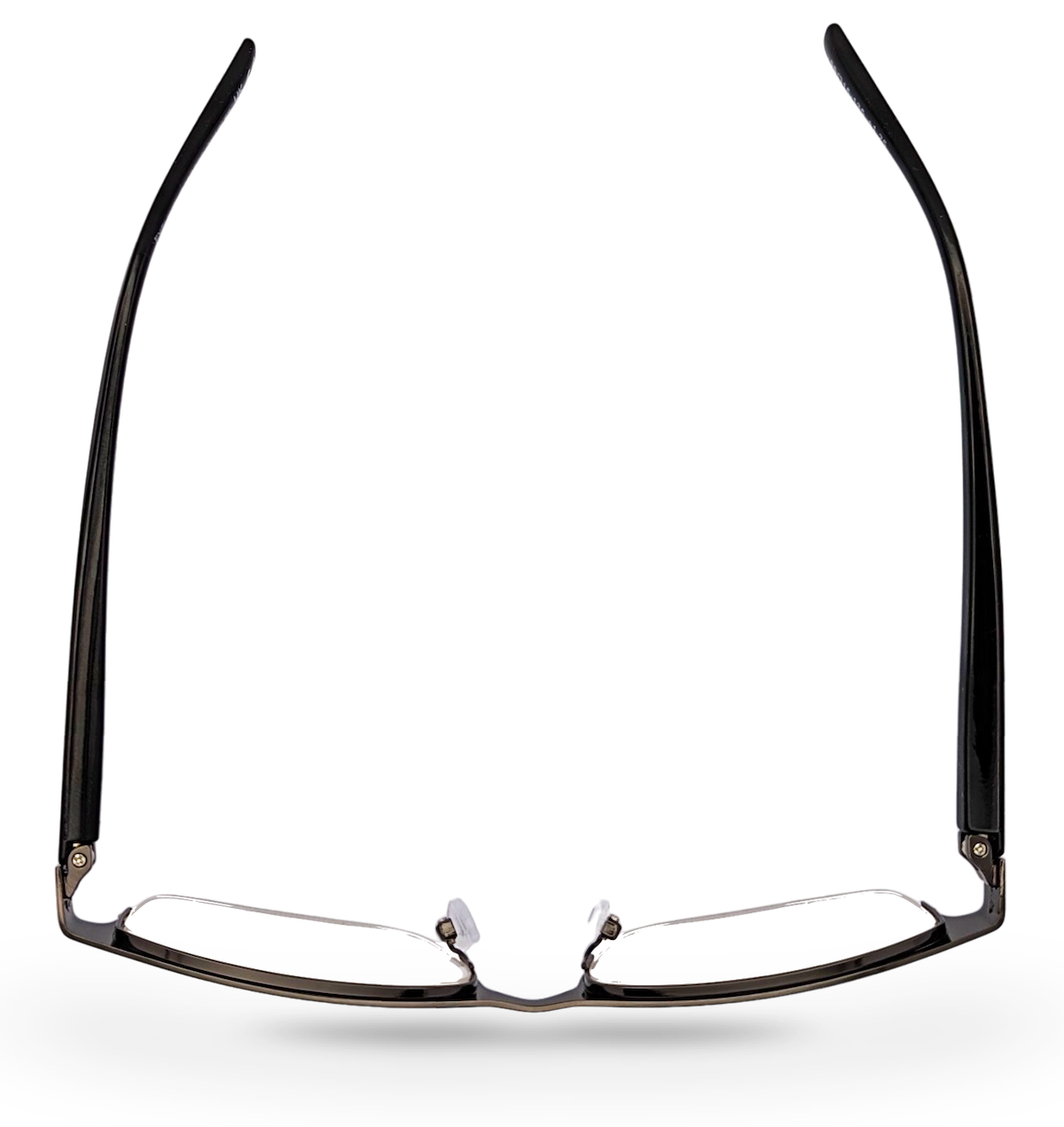 Eyelevel-UK Charles reading glasses featuring a bronze semi-rimless rectangular frame viewed from above