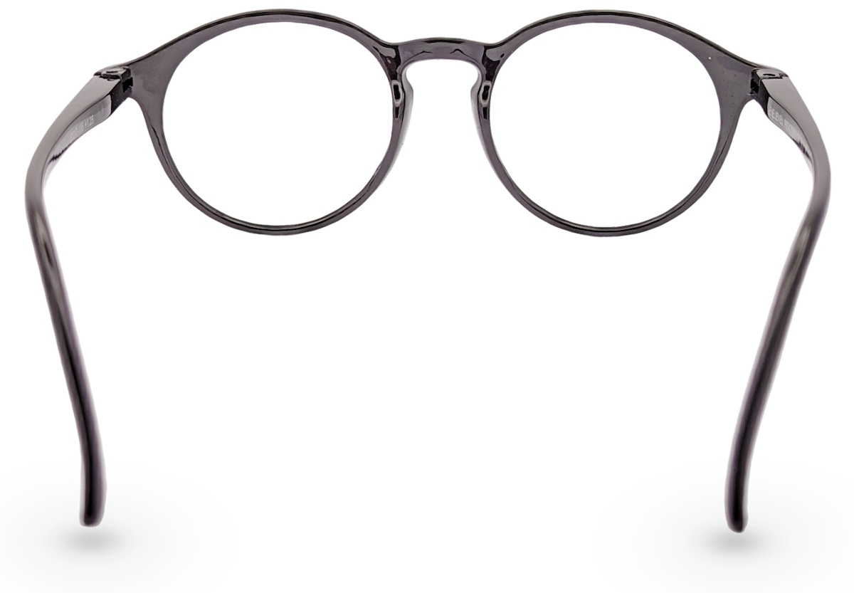 Eyelevel-UK Chelsea reading glasses featuring a classic black round plastic frame viewed from the back.