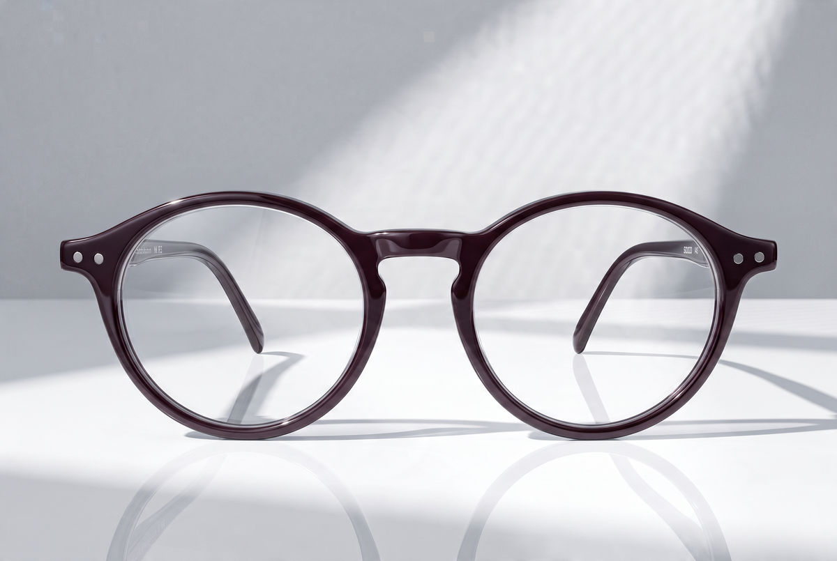 Eyelevel-UK Chelsea reading glasses with a classic black round plastic frame and clear magnifying lenses.