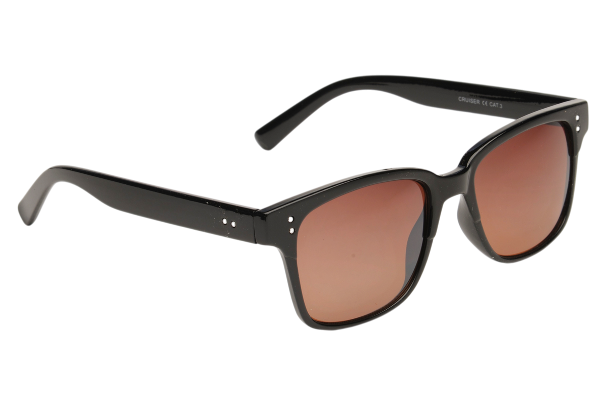 Eyelevel-UK Cruiser driving sunglasses with black frames and high density brown lenses for improved road contrast.