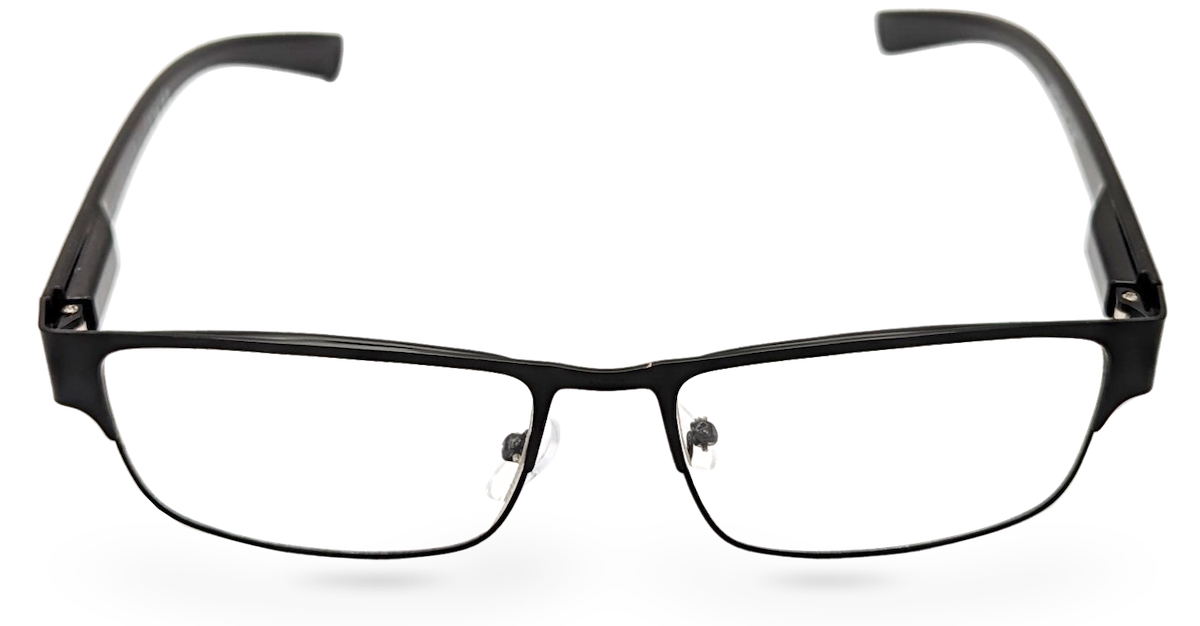 Eyelevel-UK Daniel reading glasses with a black square plastic frame and clear magnifying lenses