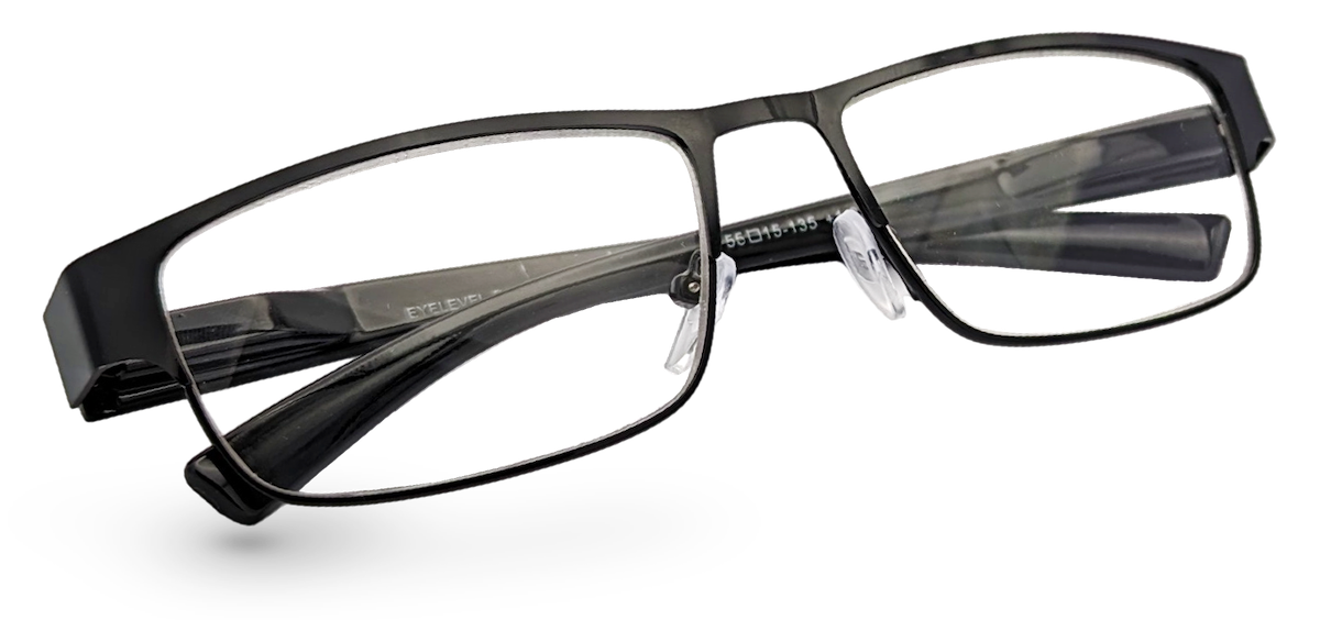 Eyelevel-UK Daniel reading glasses with a black square plastic frame and clear magnifying lenses