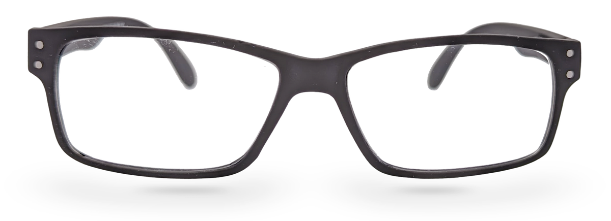 Eyelevel-UK Duke reading glasses with a black rectangular plastic frame and clear magnifying lenses