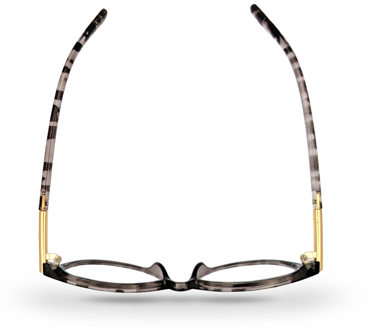 Eyelevel-UK Georgia reading glasses with a pink and black patterned frame and gold-tone metal hinges