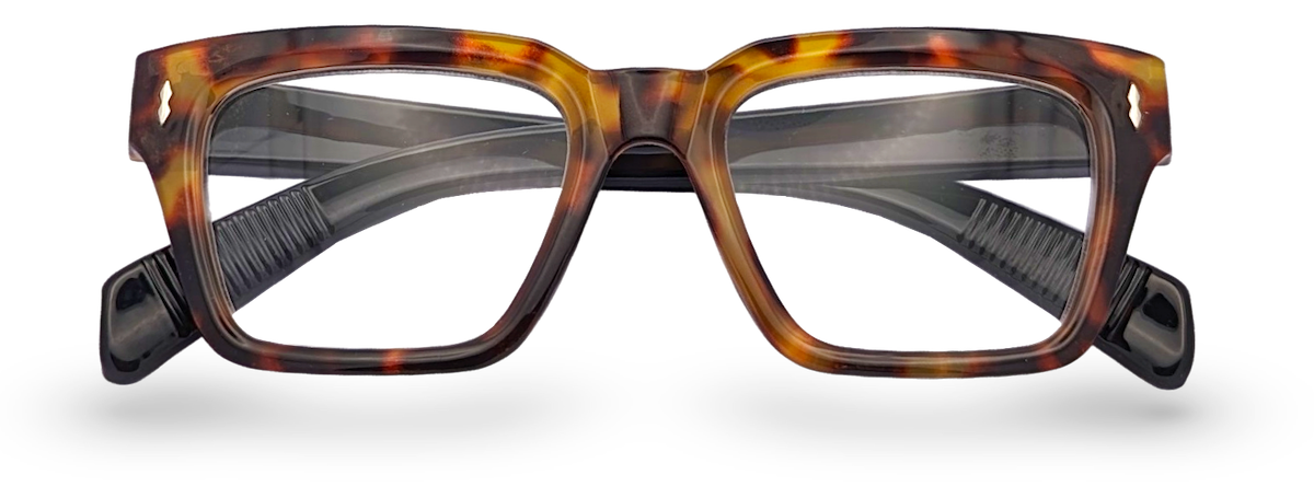 Eyelevel-UK Havana reading glasses with a brown tortoiseshell square frame and clear magnifying lenses