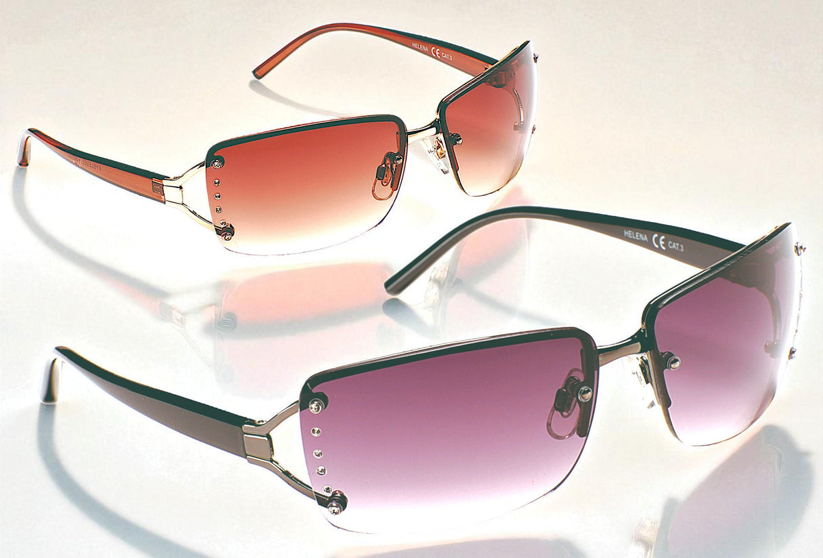 Eyelevel-UK Helena semi-rimless ladies sunglasses with stone embellishments and tinted UV400 lenses in two colours