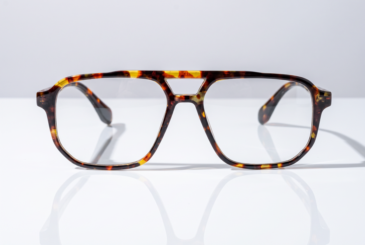 Eyelevel-UK Lancaster brown tortoiseshell square reading glasses with a retro double bridge design on a white surface.
