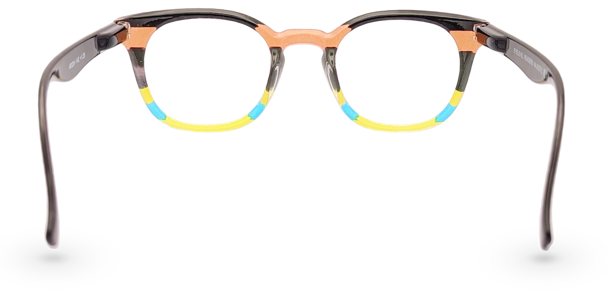 Eyelevel-UK Majestic reading glasses with rounded-square black and multicolour translucent frames