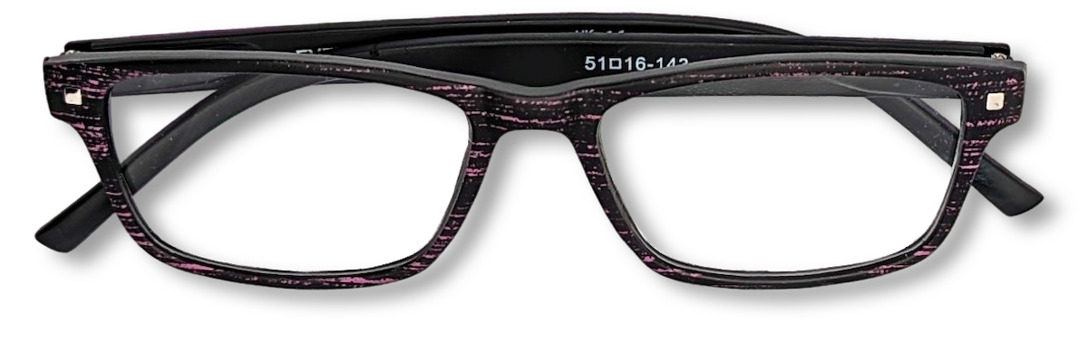 Eyelevel-UK Miami reading glasses with a black and pink grain effect rectangular plastic frame