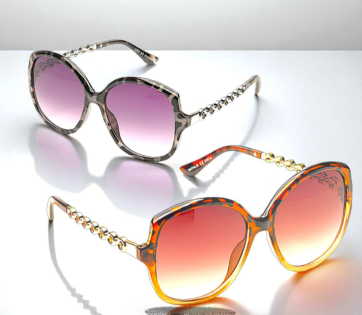 Eyelevel-UK Natalie oversized geometric sunglasses in grey and brown tortoiseshell with gradient lenses