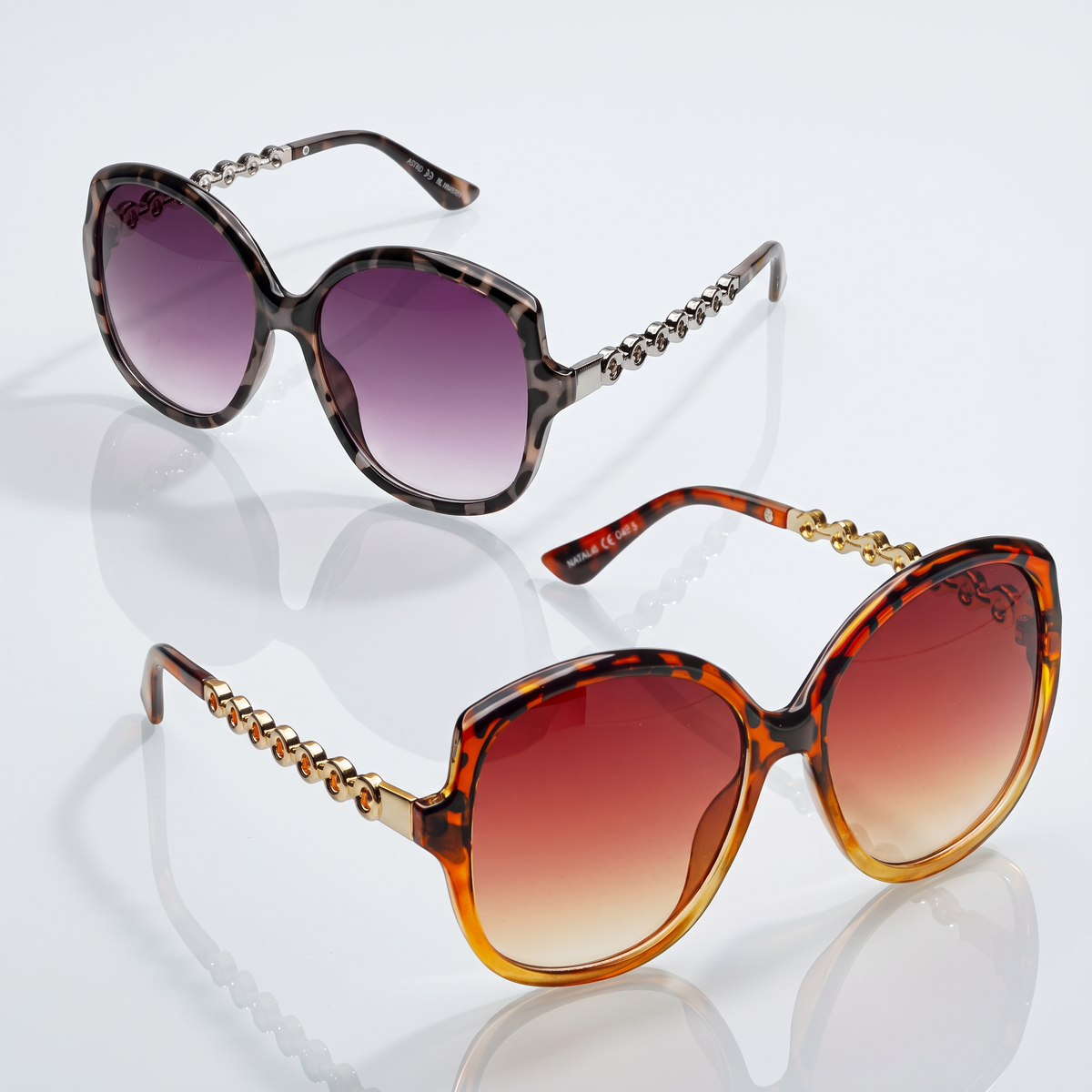 Eyelevel-UK Natalie oversized geometric sunglasses in grey and brown tortoiseshell with gradient lenses