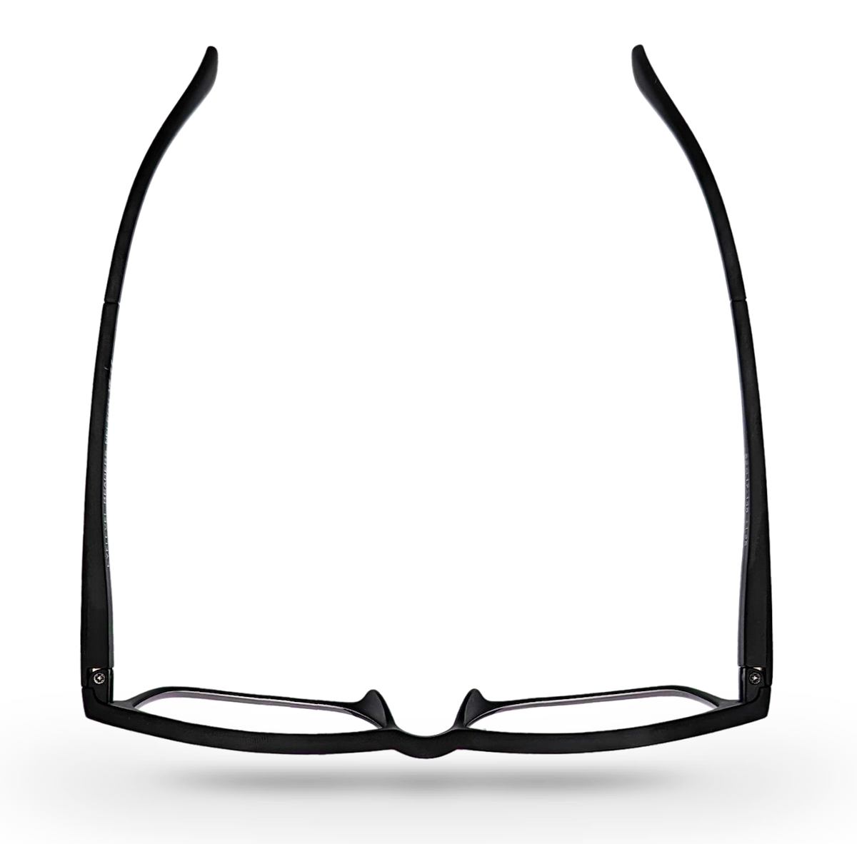 Eyelevel-UK Nelson reading glasses with a black square plastic frame viewed from above