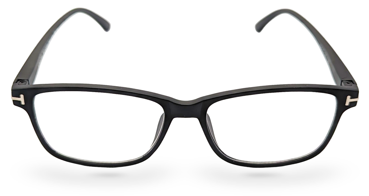 Eyelevel-UK Nelson reading glasses with a classic black square plastic frame and clear magnifying lenses.