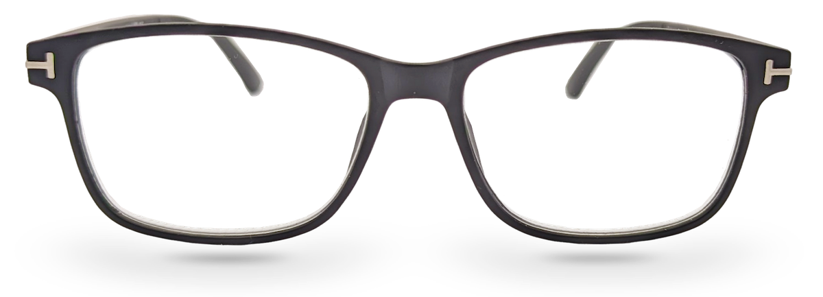 Eyelevel-UK Nelson reading glasses with a black square plastic frame and clear magnifying lenses