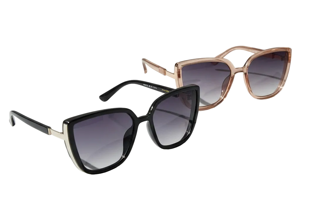 Eyelevel-UK Nicole oversized fashion sunglasses in black and brown crystal frames with grey gradient lenses.