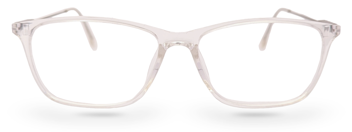 Eyelevel-UK Oregon reading glasses featuring a transparent softly squared rectangular plastic frame.
