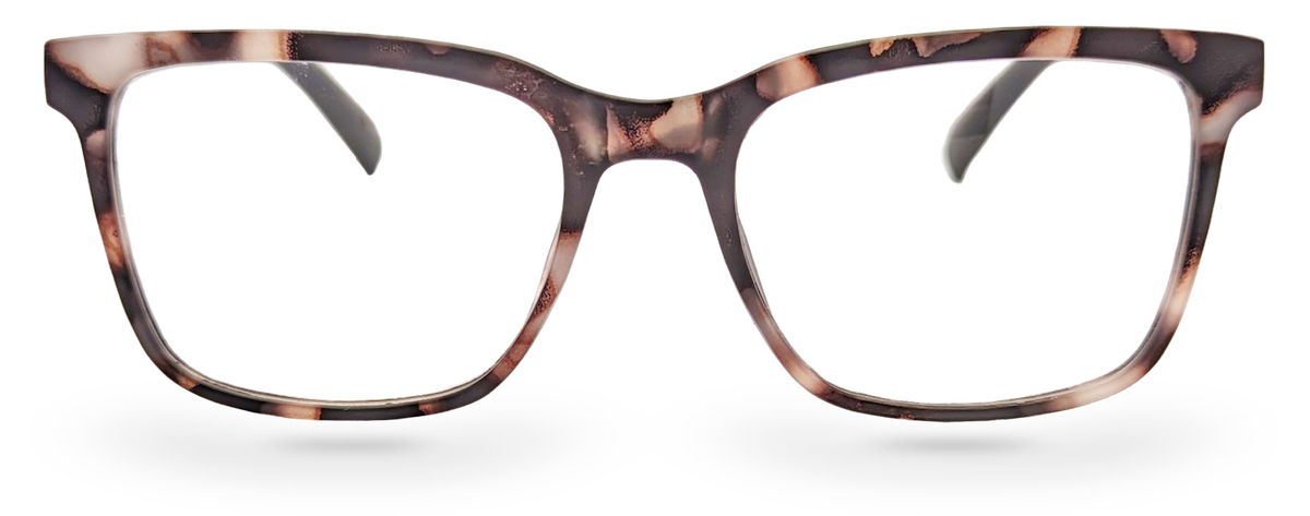 Eyelevel-UK Oxford reading glasses with a softly squared brown and matt black patterned plastic frame