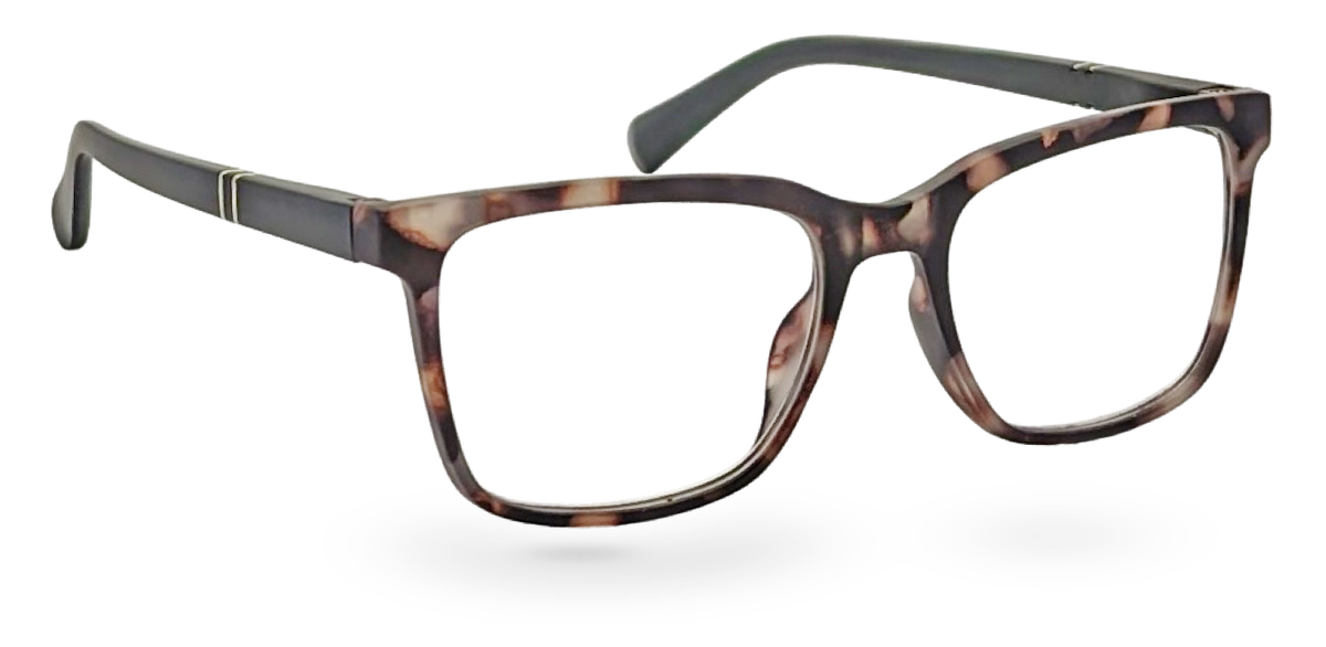 Eyelevel-UK Oxford reading glasses with a brown tortoiseshell and matte black square frame for everyday use.