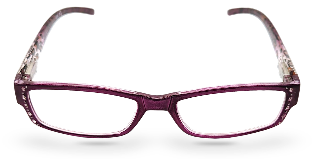 Eyelevel-UK leopard print reading glasses with a pink rectangular plastic frame and clear magnifying lenses.