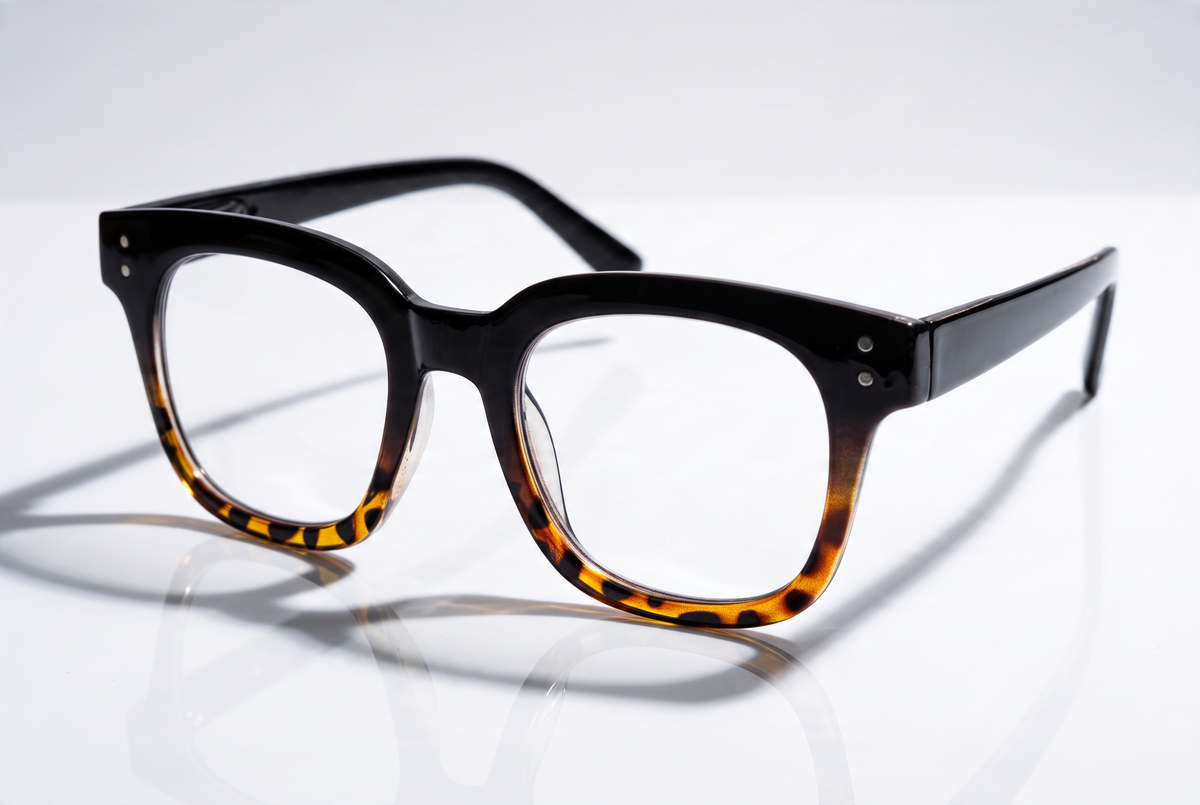 Eyelevel-UK Santorini reading glasses with a black and brown tortoiseshell square frame on a white background
