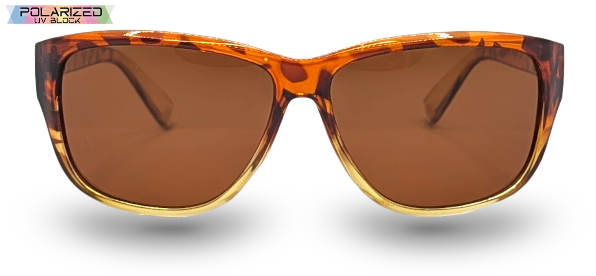 Eyelevel-UK Sophia rectangular sunglasses with a brown tortoiseshell frame and brown polarized lenses.