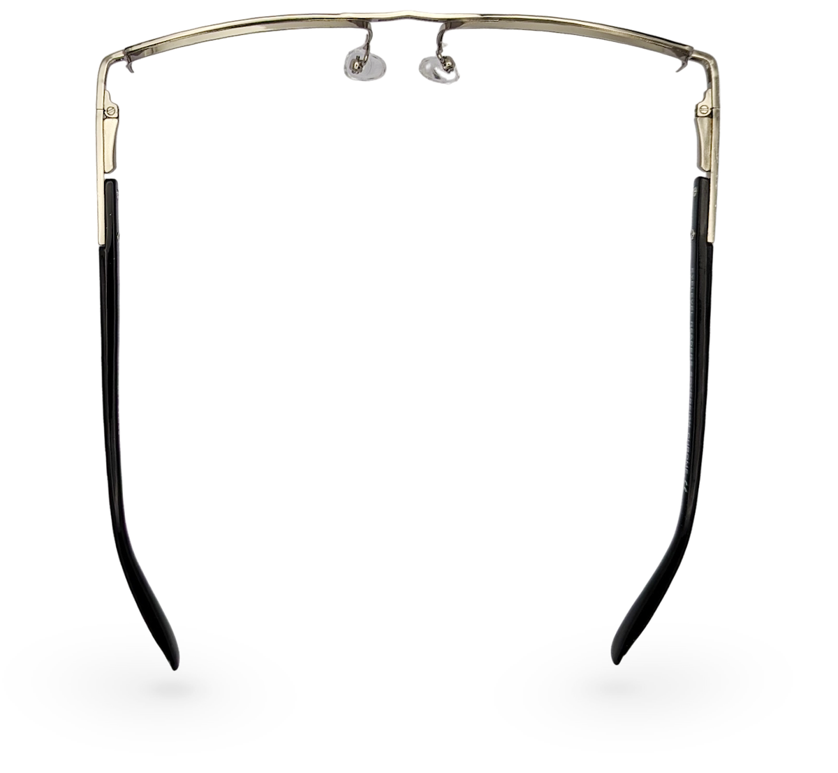 Eyelevel-UK Sovereign chrome and black semi-rimless rectangular reading glasses viewed from above