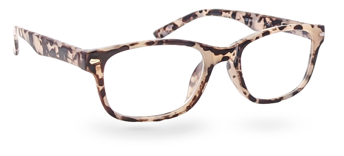 Eyelevel-UK Zante reading glasses with a brown and beige tortoiseshell rectangular plastic frame