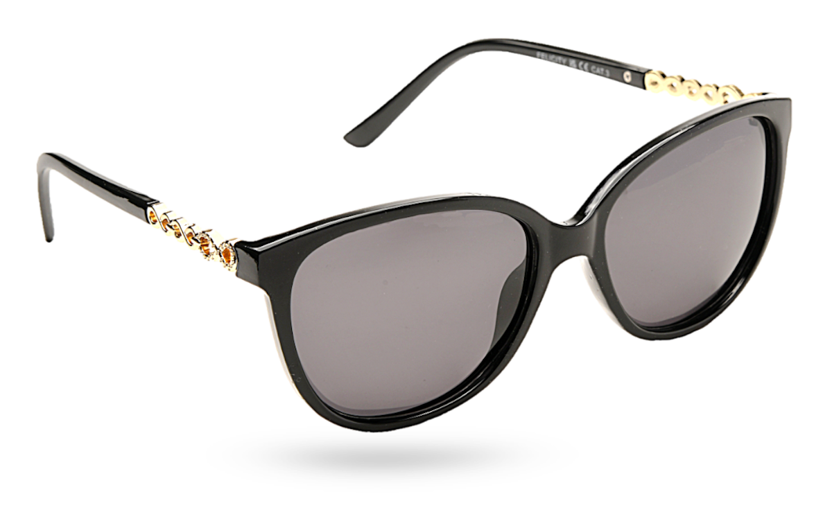 Felicity Black And Gold Polarized Ladies Sunglasses