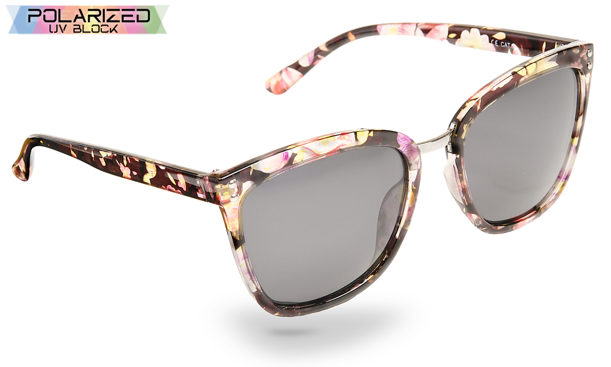 Paris Black Flower Polarized Ladies Sunglasses
