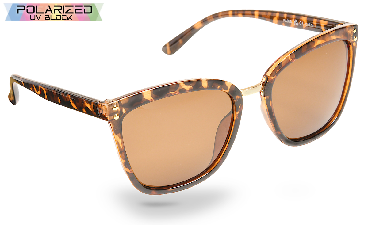 Paris Brown Tortoiseshell Polarized Ladies Sunglasses