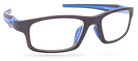 Eyelevel-UK Active Blue reading glasses with a black rectangular frame and bright blue temple and nose pad details.