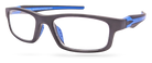 Eyelevel-UK Active Blue reading glasses with a black rectangular frame and vibrant blue temple and nose pad details.