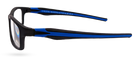 Eyelevel-UK Active Blue reading glasses with black rectangular frames and bright blue temple detailing side view
