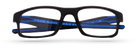 Eyelevel-UK Active Blue reading glasses with a black rectangular frame and blue temple accents on a white background