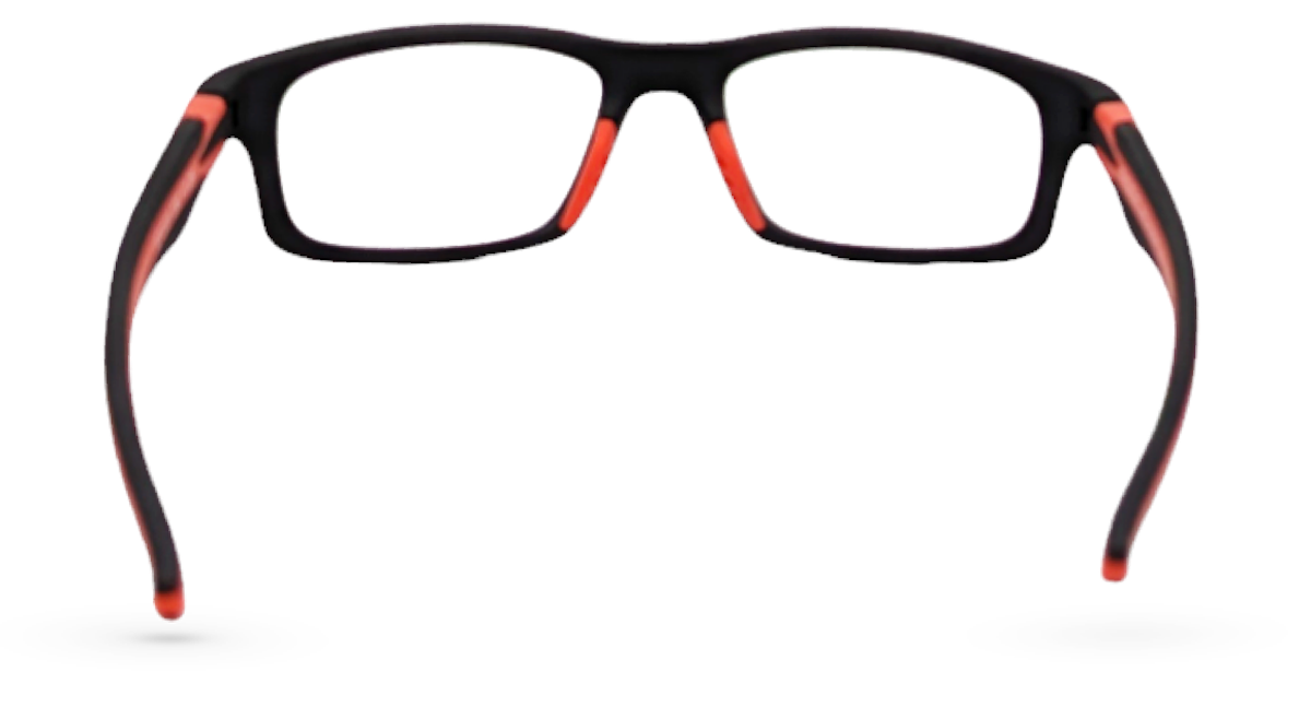 Eyelevel-UK Active Red reading glasses featuring a black rectangular plastic frame with vibrant red temple accents.