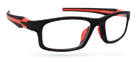 Eyelevel-UK Active Red reading glasses featuring a black rectangular frame with bright red temple accents.