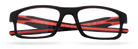 Eyelevel-UK Active Red reading glasses featuring a black rectangular plastic frame with bright red temple detailing.
